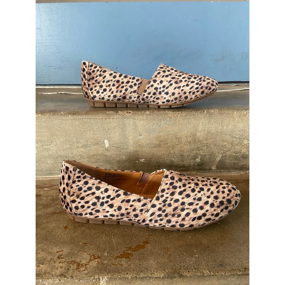 Born Serra leopard printed velvet slip on flat shoe - Picture 2 of 10